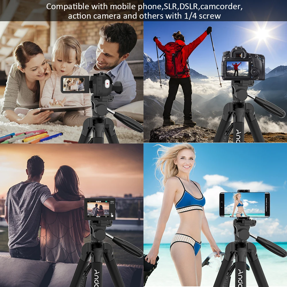 Andoer TTT-666R штатив монопод для камеры портативный легкий штатив для Canon Nikon DV DSLR видеокамера с сумкой для переноски