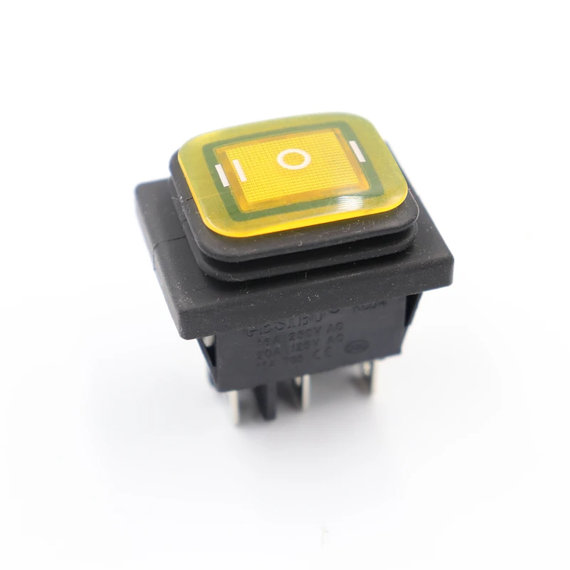 6pin LED yellow On off KCD4 водонепроницаемый и маслостойкий переключатель, четыре фута, 2 файла, красный, зеленый, с подсветкой, шесть футов, кулисный переключатель питания, светодиодный, 12 В, 220 В - Цвет: 6pin LED yellow