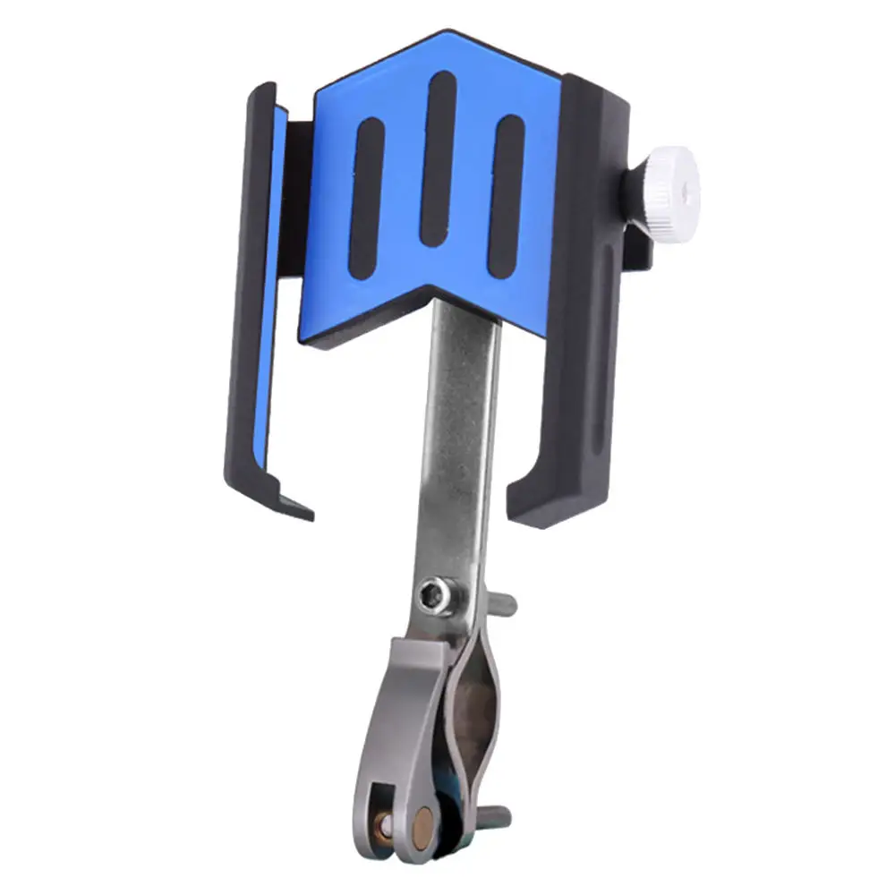 Синий Universal Bike Phone Holder Aluminum Rearview Mirror Mobile Phone Bracket Adjustable Motorcycle Handlebar Mount Bicycle Racks - Цвет: Синий