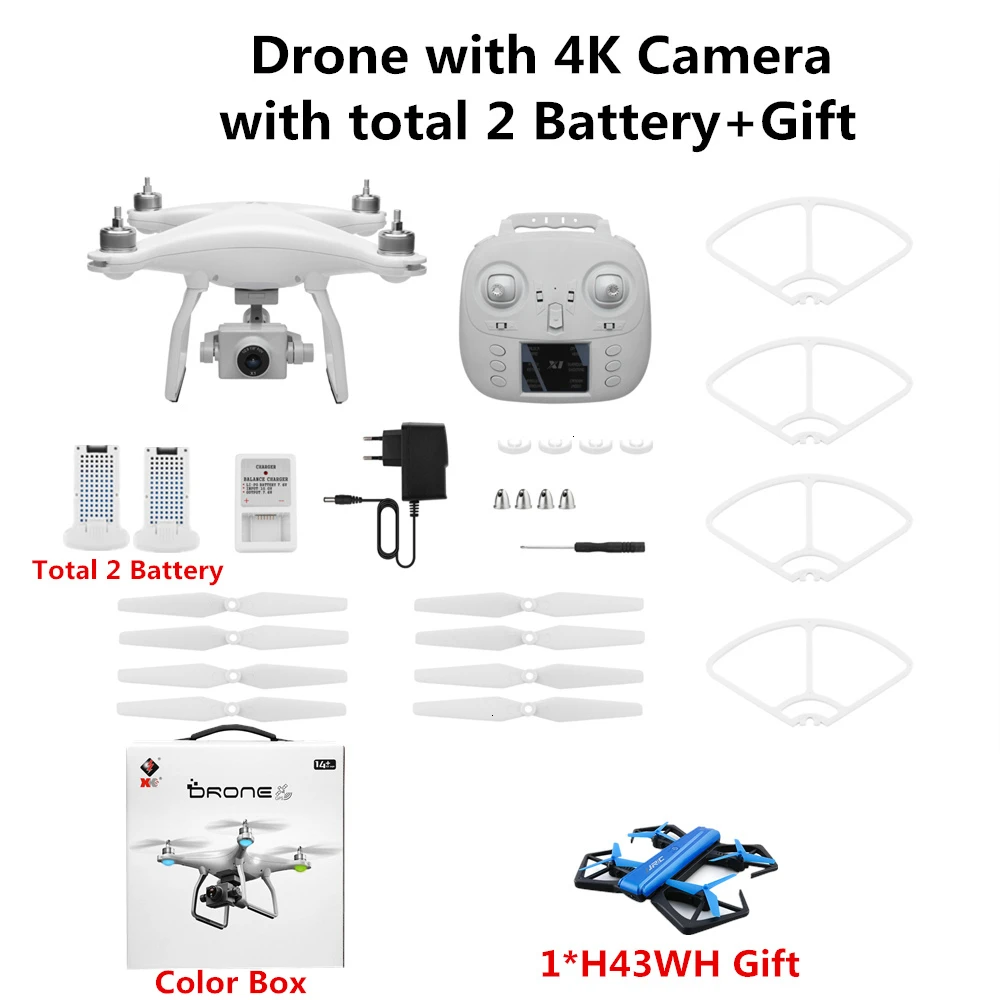 Color Box-2 Battery X1 RC Дрон с GPS 4K Квадрокоптер с двухосевым стабилизатором 5G WiFi камера бесщеточный мотор селфи Квадрокоптер VS F11 B4W - Цвет: Color Box-2 Battery