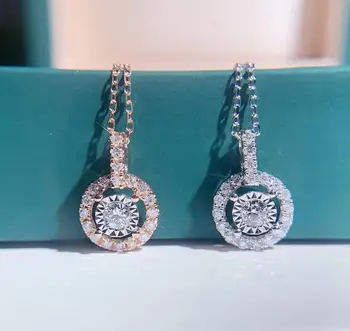 شراءAEAW 18K الذهب الأبيض المشاركة قلادة عقد ألماس 0.06Ct الماس المعلقات اكسسوارات النساء رومانسية هدية
