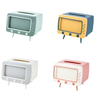 

2020 New Multifunctional Tissue Box Smartphone Fresh Contrast Color TV-Shape Paper Towel Storage Support Dormitory
