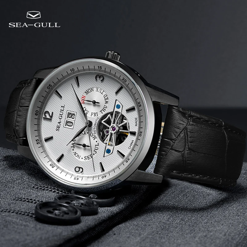 

Seagull men's watch automatic mechanical watch business casual hollow flywheel multi-function dial men's watch 219.328