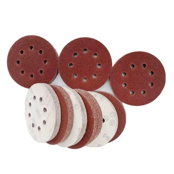 

100pcs 5 inch 8 holes 125mm Round Sandpaper Eight Hole Disk Sand Sheets Grit 40-2000 Hook and Loop Sanding Disc Polish