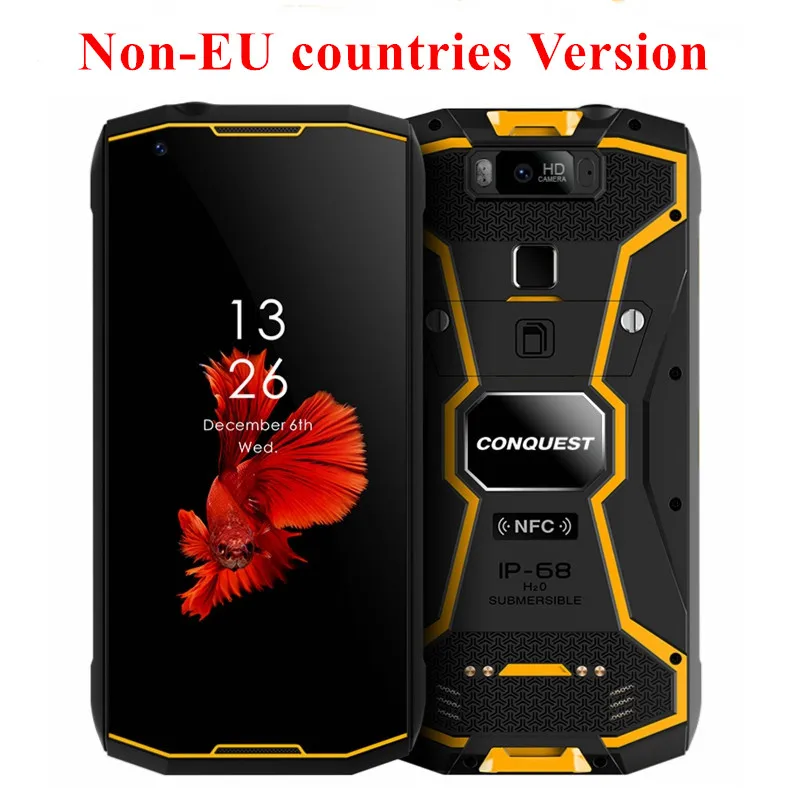 Other country Yellow S12 Pro IP68 водонепроницаемый прочный смартфон 6GB+ 128GB 5,9" 8000 mAh Android 9,0 P70 Восьмиядерный рация ПМР мобильный телефон на открытом воздухе - Цвет: Other country Yellow