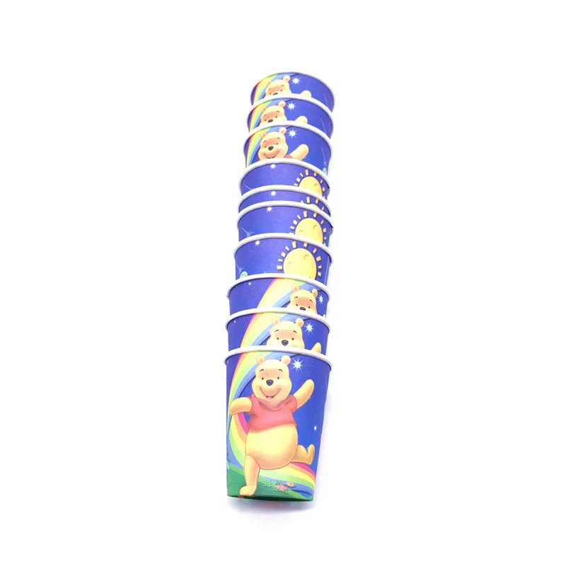 Cups-10pcs 1 шт. скатерти с Винни пухом, принадлежности для дня рождения Винни Пуха, одноразовые скатерти с Винни пухом 1,1*1,8 м - Цвет: Cups-10pcs