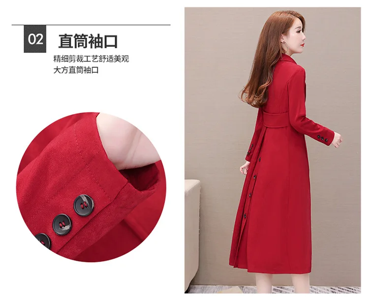 Lady Tall Trench Coat Women's Autumn Fashion Glorious Trend Mid-length Spring And Autumn Coat Thin Vertical Sense of Fashio
