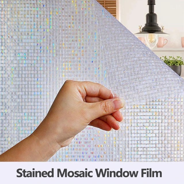 Mozaik Dekoratív Ablak Film Nem Ragaszkodó Otthoni Vinil Adatvédelmi Tükör Statikus Ólomüveg 3D Matrica - Image 6