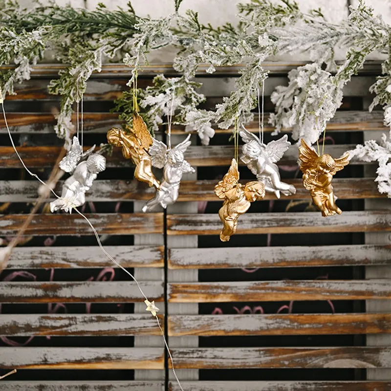 6 Pcs/set Gold Silver Angel Pendant 2020 Christmas Decoration Christmas Tree Decor Hanging Ornaments New Year Home Decor 6 Pcs/set Gold Silver Angel Pendant 2020 Christmas Decoration Christmas Tree Decor Hanging Ornaments New Year Home Decor