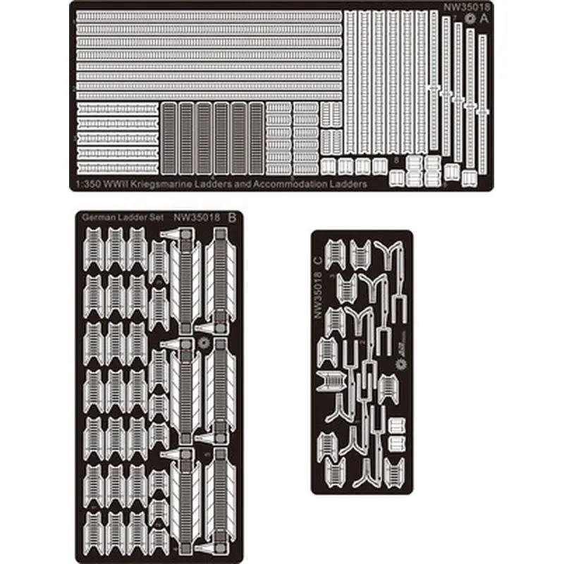 Лестницы AM-WORKS NW35018 1/350 времен Второй мировой войны лагеры и лестницы для