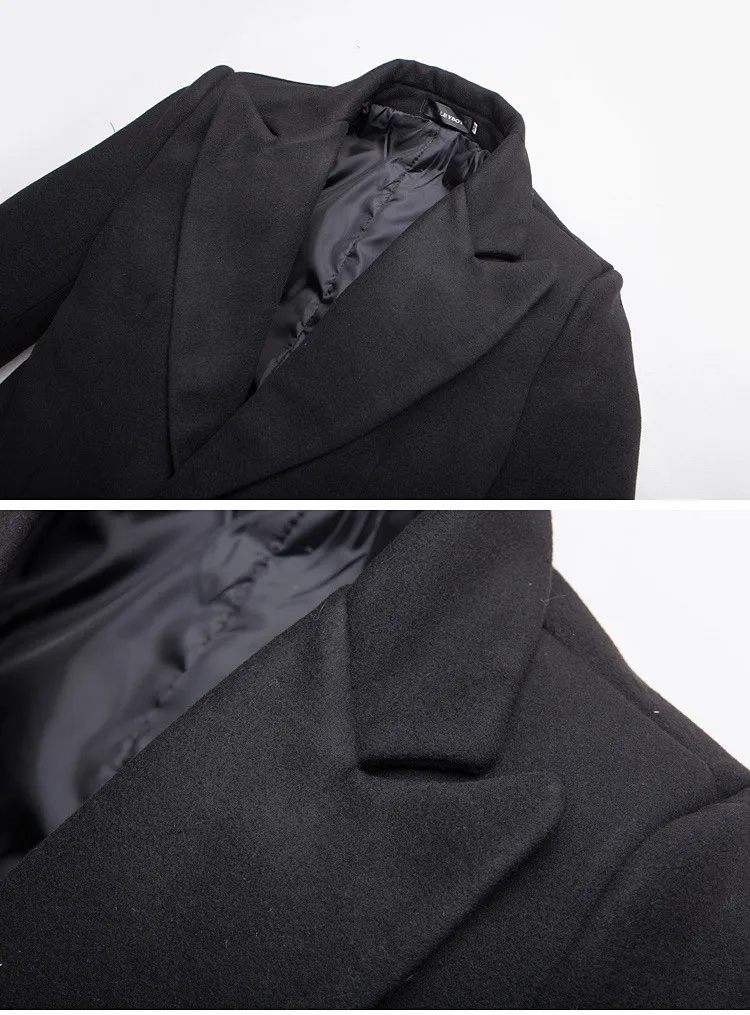Men's Korean Woolen Long Coat New Luxury Winter Trench Coat Black Slim Men Long Windbreaker Men Overcoat Wool Jacket