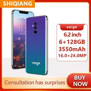 

SHIQIANG Vargo 6.2Inch 6GB+128G Mobile Phone 3550mAh 16MP+24MP Dual Camera Smartphone Global Version Android 4G LTE Cell Phones