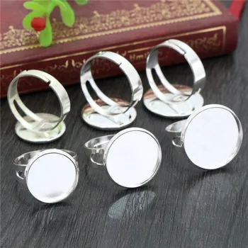 

14mm-16mm-18mm 10pcs Bright Silver Plated Brass Adjustable Ring Settings Blank,Fit 14mm 16mm 18mm Round Glass Cabochons