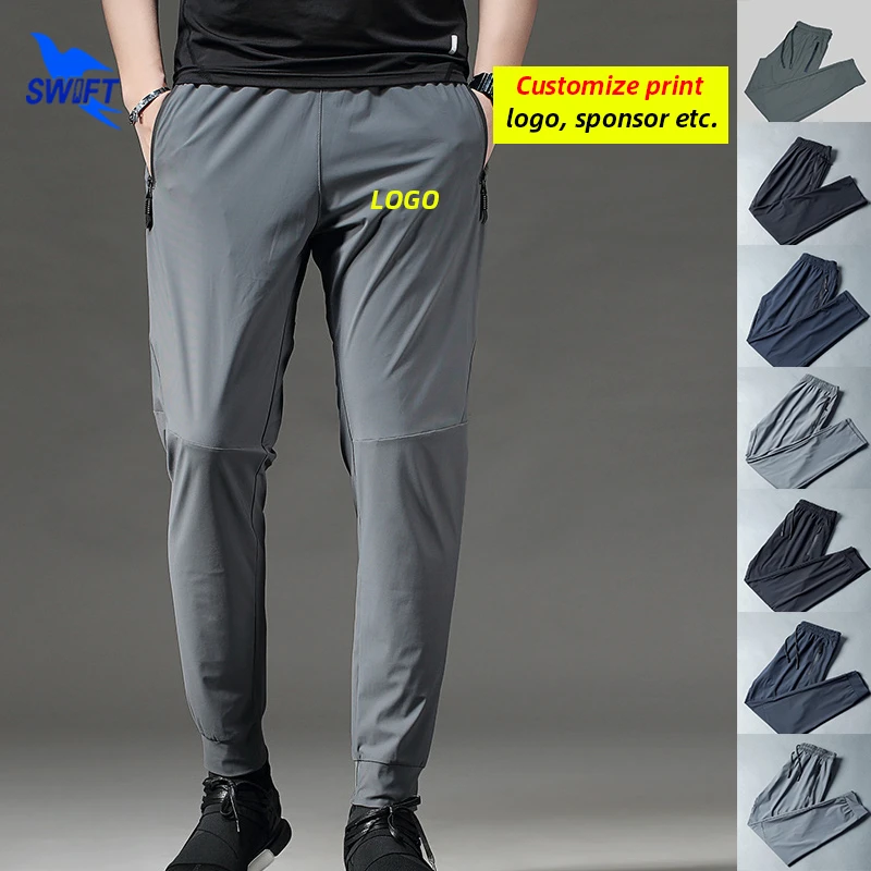 Quick Dry Men Ice Silk Track Pants Breathable Sportswear Training Straight Trousers Gym Fitness