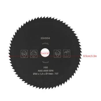 

1X Rotary 85mm 72T-HSS Circular Saw Blade Cutting Disc Wheel Wood Metal Tools