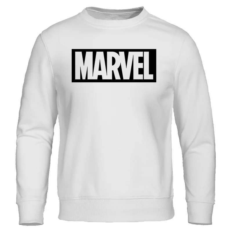Мужские толстовки Весна Осень Толстовка Мода Marvel принт мужские хлопковые толстовки повседневные мужские пуловеры с круглым вырезом уличная одежда топы - Цвет: white 1