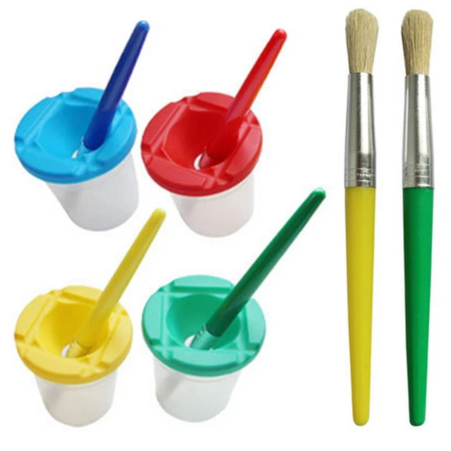 4 Pieces Spill Proof Paint Cups With Lids For Kids Toddlers Children  Drawing - Paint By Number Pens & Brushes - AliExpress