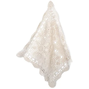 

Tablecloths Crochet Square Table Cover Christmas Lace Table Covering Doilies for Furniture DéCor Beige Color 15.7Inch