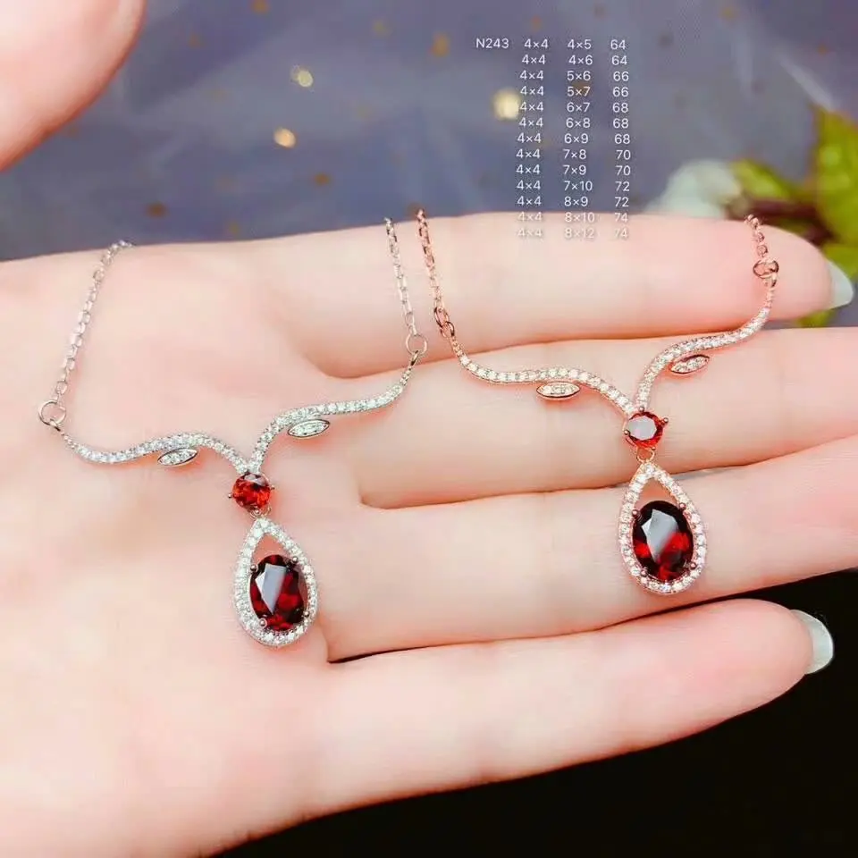 SHILOVEM 925 Серебряные настоящие натуральные гранатовые кулоны, классические,, прекрасный подарок для женщин, новинка bz0404060899ags