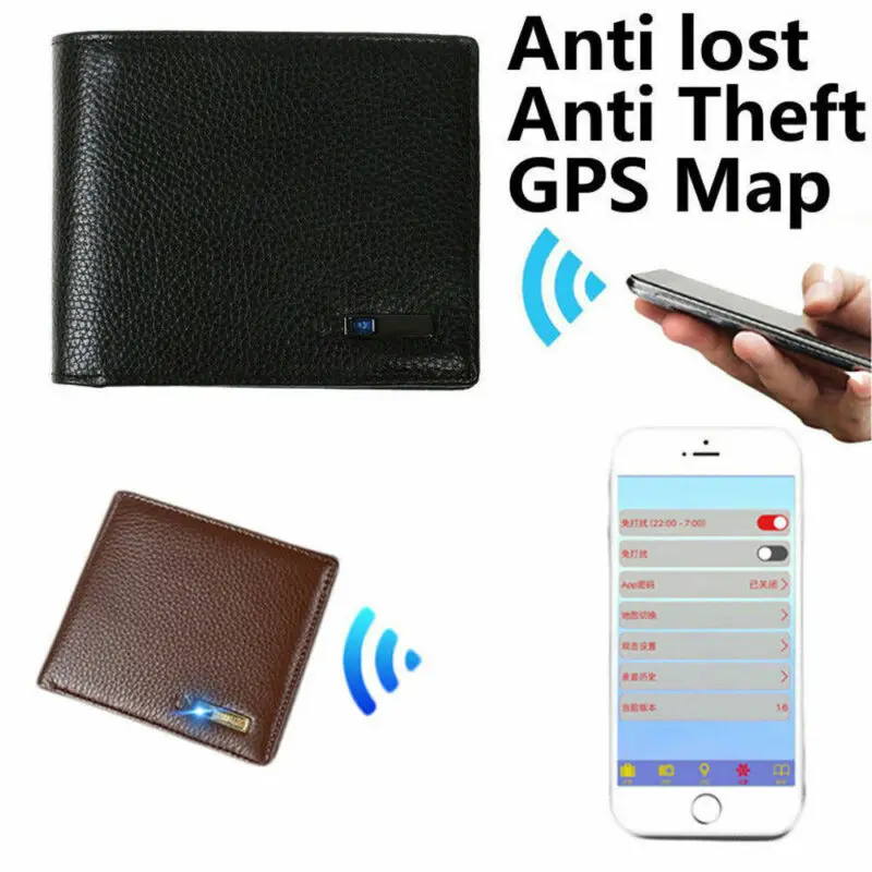 Мужской смарт-кошелек из натуральной кожи, bluetooth-трекер, защита от потери/кражи, Модный повседневный Многофункциональный Безопасный деловой кошелек