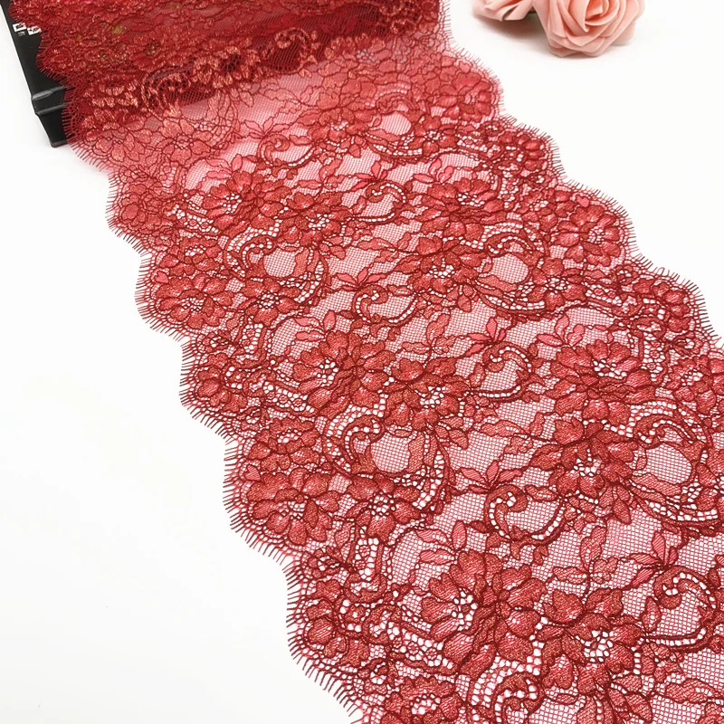 3y/lot Width 24.50cm 4 Colors Shimmer Eyelash Lace Trim Foil Skirt Hem For Dress Sewing Applique Costume Dress Fabric Lace Bjd 3