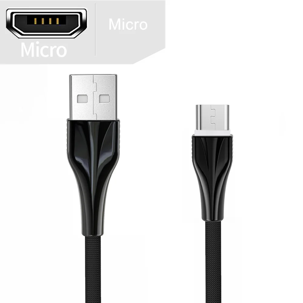 Зарядный кабель для iPhone, быстрая зарядка, usb type-C, кабель для телефона huawei, Micro usb, зарядный кабель для зарядки, шнур для передачи данных для мобильного телефона - Цвет: For Micro USB Black