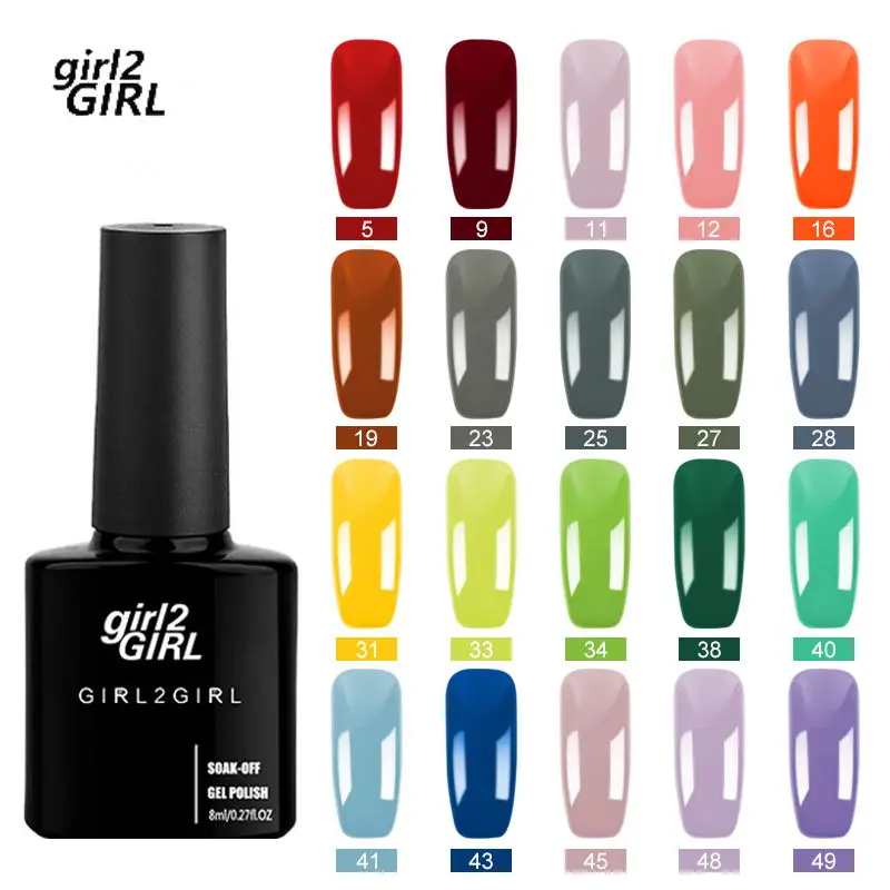 Гель-лак для ногтей Girl2girl, УФ светодиодный Гель-лак для замачивания, 6 мл, дизайн ногтей, 50 цветов