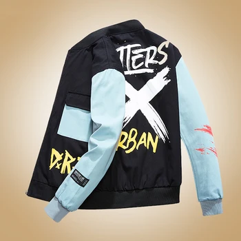 

New Patchwork Men Bomber Jacket Male Casual Slim Windbreaker Fashion Outwear Thin Hooded Brand Top Coat Spring Autumn Clothing