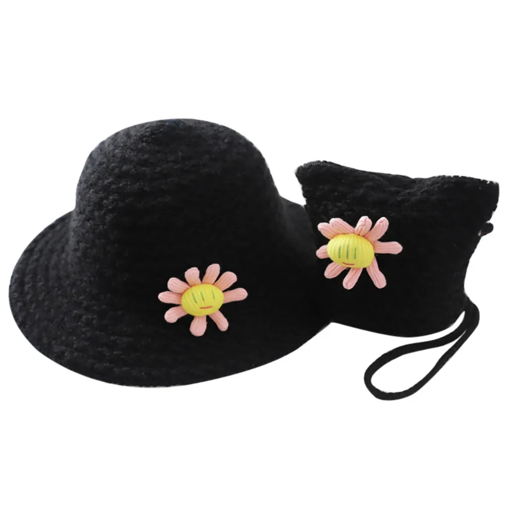 Baby Winter Hat New Baby Wool Hat Thick Warm Autumn And Winter Basin Hat Bag Suit Hat For Children#ew