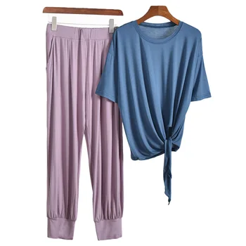 

Summer Soft Modal Pajamas For Women Asymmetry Thin Home Suit Casual Loose Homewear 2 Piece Set Female Pyjamas Sleepwear Pijama