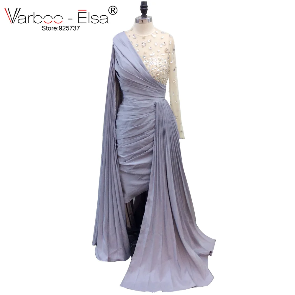 VARBOO_ELSA вечернее платье с длинным рукавом es ручная вышивка стразами robe de soiree musulman вечернее платье вечерние арабское вечернее платье