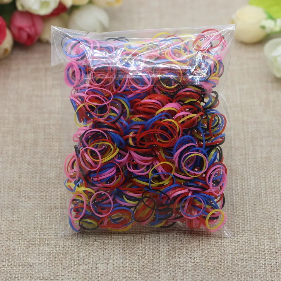 1000pcs Small Mix 2 Isnice, 1000 шт., повязка на голову с цветком, яркие цвета, резинки, фартук, галстук, сильный, постоянно тянется, маленькая повязка для волос - Цвет: 1000pcs Small Mix 2