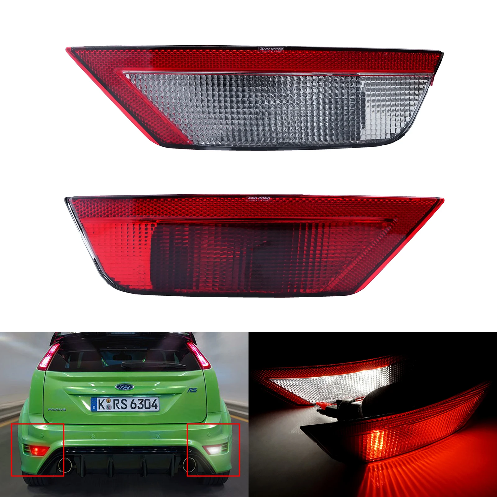 1 пара противотуманные фары ANGRONG для заднего бампера Ford Focus MK2 Kuga 2008-2012 |