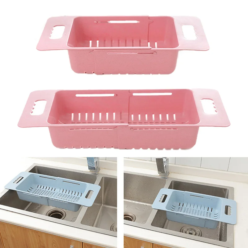 

Kitchen Retractable Sink Drain Basket Plastic Dish Rack Sink Filter Water Basket Fruit Vegetable Basket Kitchen Sink Drain Case