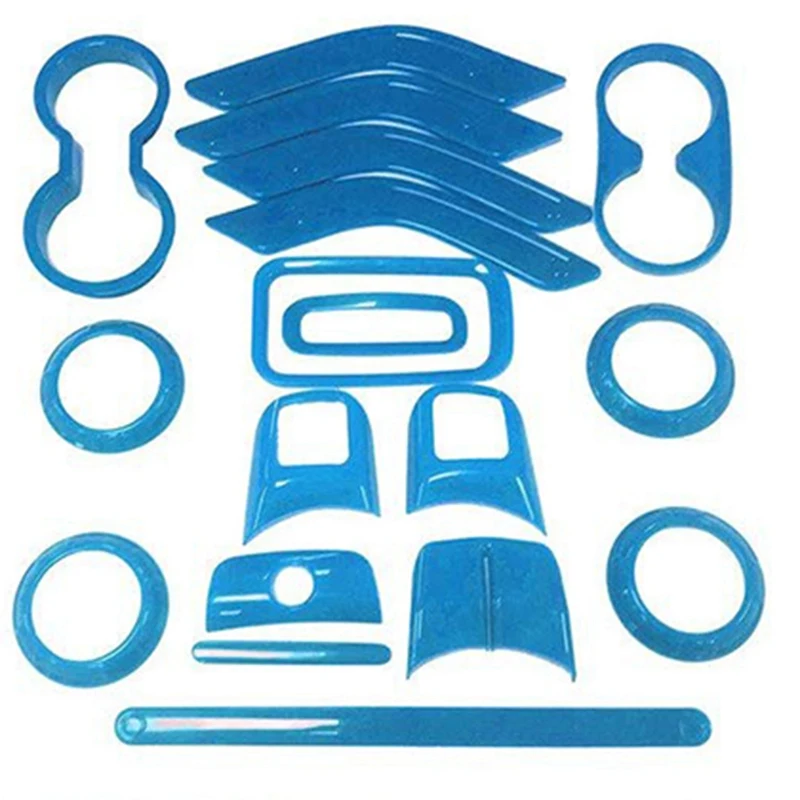 

18 PCS Full Set Interior Decoration Trim Kit Steering Wheel & Center Console Air Outlet Trim Door Handle Cover Inner for Jeep Wr