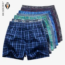 7 шт./лот, мужские клетчатые трусы боксеры, хлопок, полосатые шорты, нижнее Белье для сна, свободные удобные домашние трусы