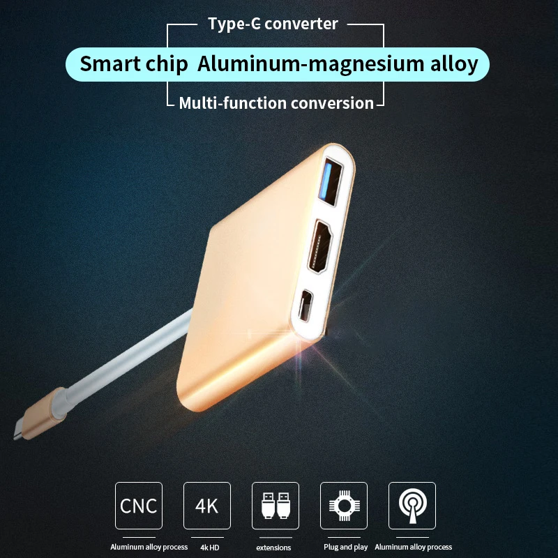 3 в 1 USB 0 док станция C type HDMI HUB адаптер для ноутбука MacBook смартфон удлинитель