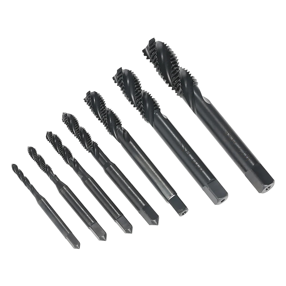 

7PCS M3-M12 HSS Nitriding Coated Metric Spiral Flute Taps Machine & Manual Screw Thread Tap Set for Metal Wood Plastic Tapping