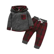 Осенне-зимняя одежда из 2 предметов свитер для новорожденных мальчиков и девочек топы с капюшоном+ длинные штаны, комплект одежды, От 3 месяцев до 3 лет