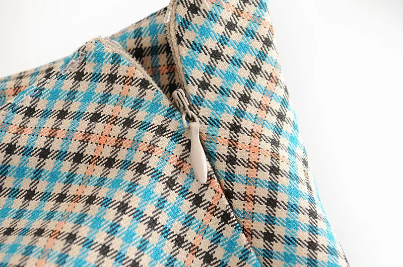 Women Sexy A-Line Mini Skirt Spring Autumn Vintage Button Plaid Spliced Office Ladies Elegant Work Skirts Saia Jupe Femme