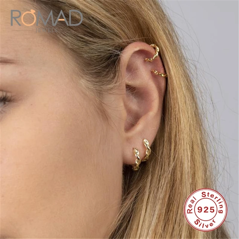 Серьги Romad, 925 пробы, серебряные серьги, бесконечные круглые серьги для женщин, подарки