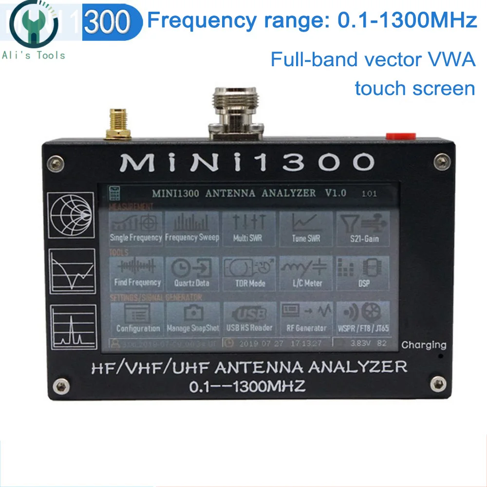 MINI1300 5 V/1.5A HF VHF UHF антенна анализатор 0,1-1300 MHZ счетчик частоты КСВ метр 0,1-1999 с 4," TFT lcd сенсорный экран