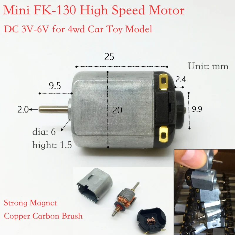Высокоскоростная Угольная щетка Mini FK-130 Motor DC 3 в 7 5 6 28000 об/мин сильный магнитный