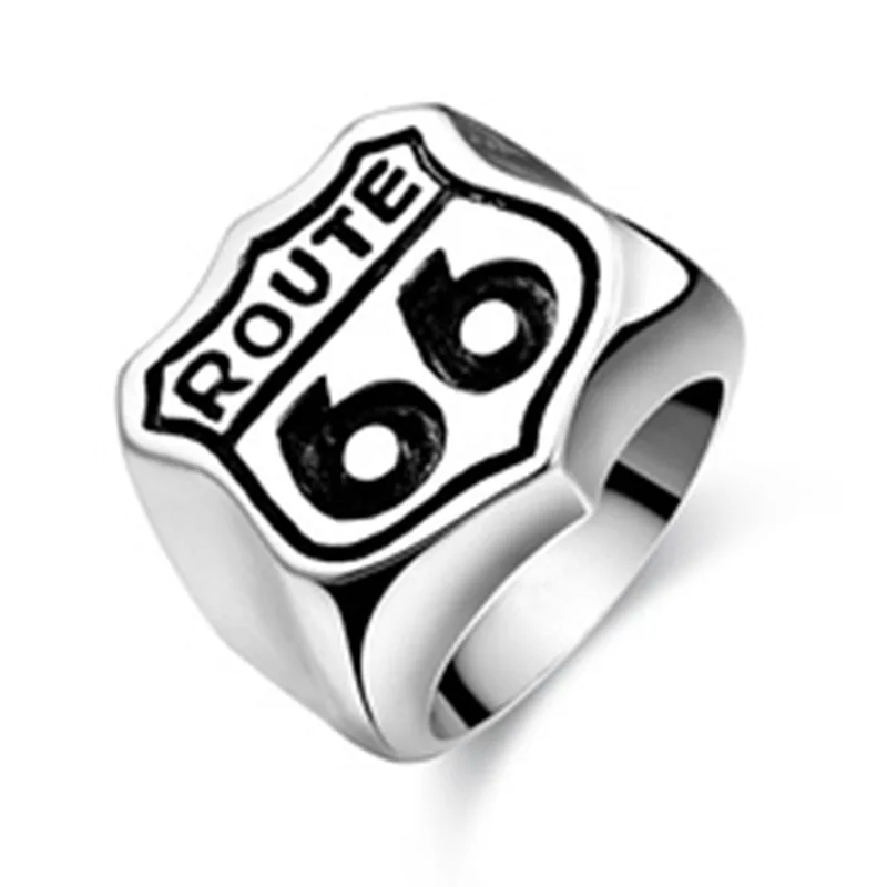 Винтажный трендовый рок панк хип хоп креативный US Route 66 Mother Road кольцо из сплава Роскошные Кольца для мужчин и женщин ювелирные аксессуары - Цвет основного камня: SP392 silver