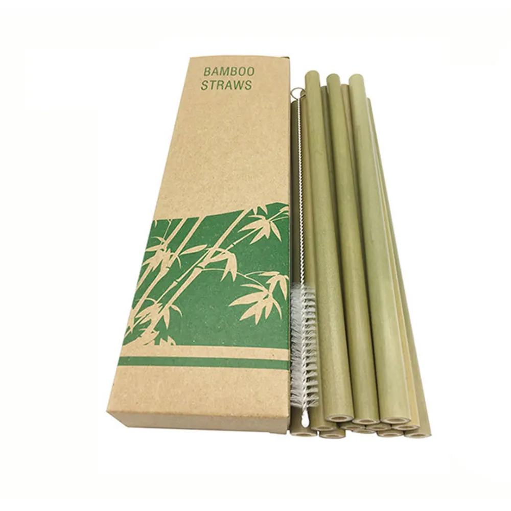 

12pcs/set Bamboo Drinking Straws Reusable Eco-Friendly Party Kitchen + Clean Brush for Gift Party Bar Accessories DropShipping x