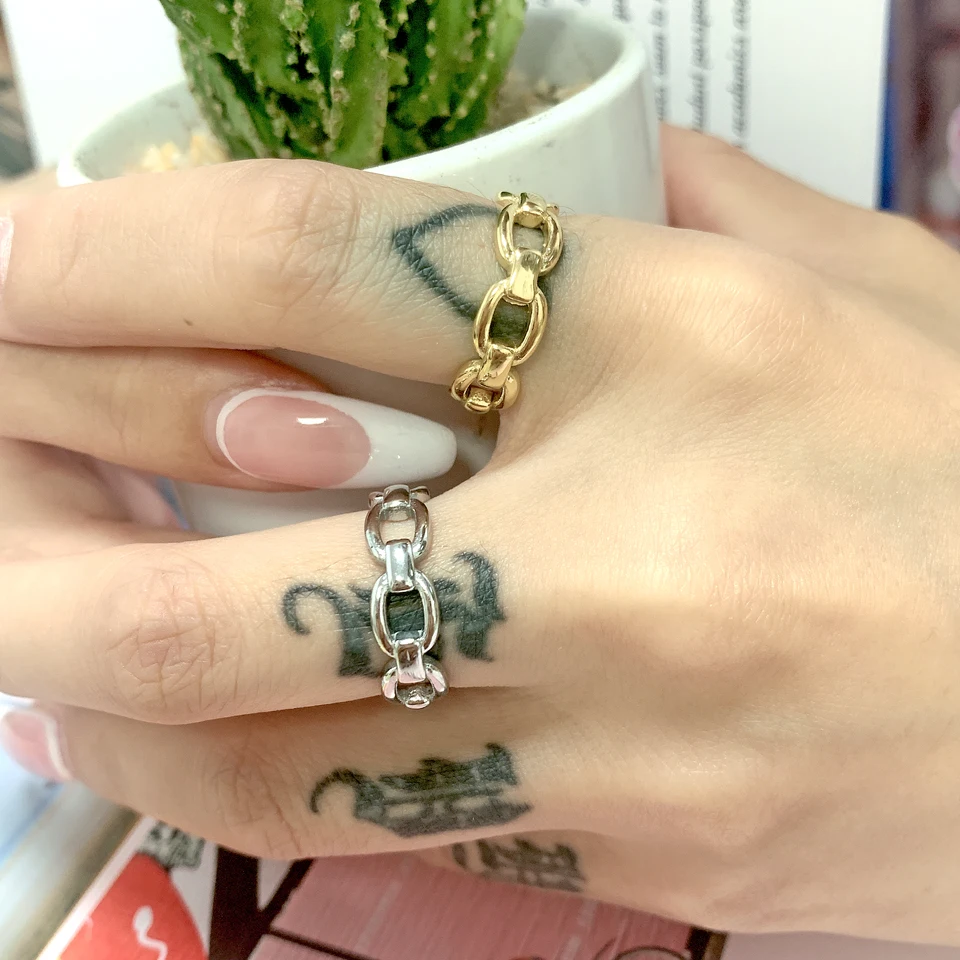 Fashion 18 k Creative Brand Multilayer Stainless Steel Rings for Women Charm Metal Golden Finger Charm Ring Jewelry Party Gift