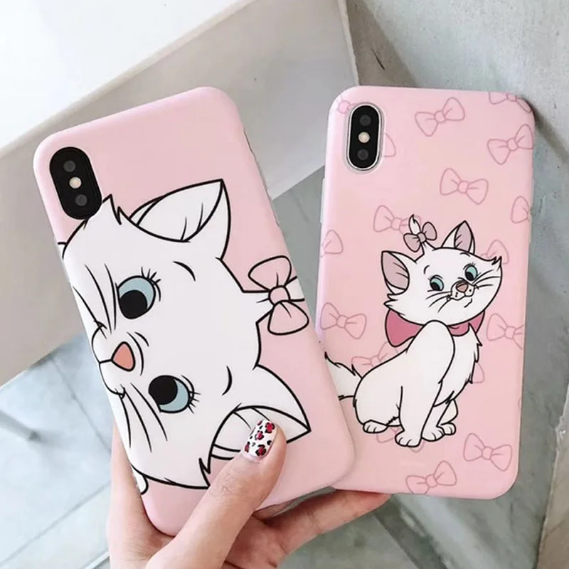 

Marie Cat phone case For iphone xs max xr x 7 8 plus cartoon scrub soft tpu protection cover for iphone 6 6s Plus capa coque