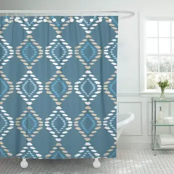 

Pattern Ethnic Boho Ikat Border Abstract Bali Blouse Bohemian Shower Curtain Waterproof 72 x 78 Inches Set with Hooks
