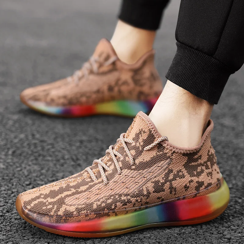 Мужские кроссовки Flyknit; удобные дышащие мужские спортивные кроссовки; Повседневная модная обувь для трекинга; Прямая поставка; AODLEE