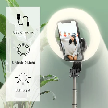 

5inch USB LED Light Ring Photography Flash Lamp With Tripod Wireless Bluetooth Selfie Stick For Makeup Youtube TipTok Video
